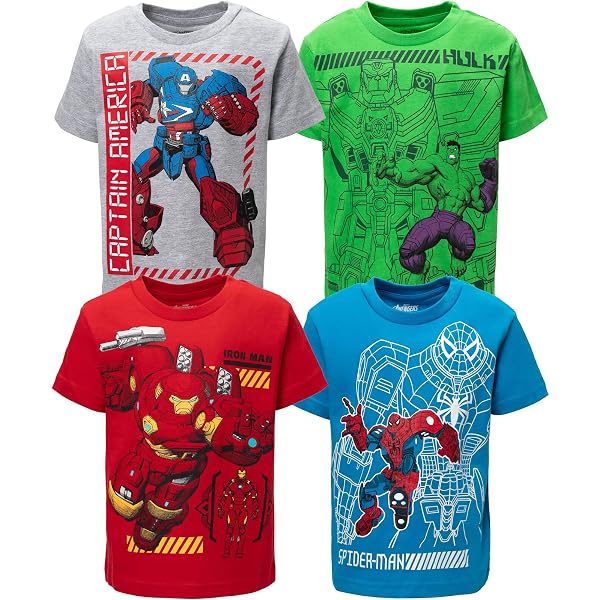 Marvel Avengers Comics - Confezione da 2 magliette a maniche corte per bambini, Blu/bianco, 5-6