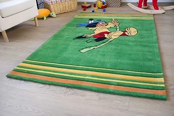 Kinder Teppich Yakari Liana Grun Handgearbeiteter Kinderteppich