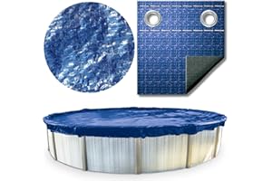 SWIMLINE HYDROTOOLS Super Guard Winter Pool Cover For Above Ground Swimming Pools | For 24 FT Round Pools | 27 FT Cover Size | Blue / Black | Winch & Cable Included | PCO827