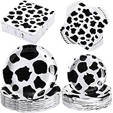 FoldTier 240 Pcs Cow Print Birthday Party Supplies Include 7" and 9" Farm Cow Print Plates and 6.7" Cow Print Napkins Cow Theme Party Decorations for Boy Girl Cow Farm Themed Baby Shower Decoration