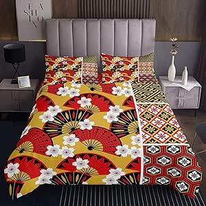 Juego de funda de edredón plegable con diseño de abanicos ...