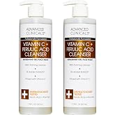 Advanced Clinicals Gentle Vitamin C Face Wash For Women &amp; Men | Citrus Scented Gel Facial Cleanser Soap | Aloe Vera + Ferulic Acid Hydrating Foaming Wash For Cleansing Dirt &amp; Oil, 11.75 Fl Oz, 2PC