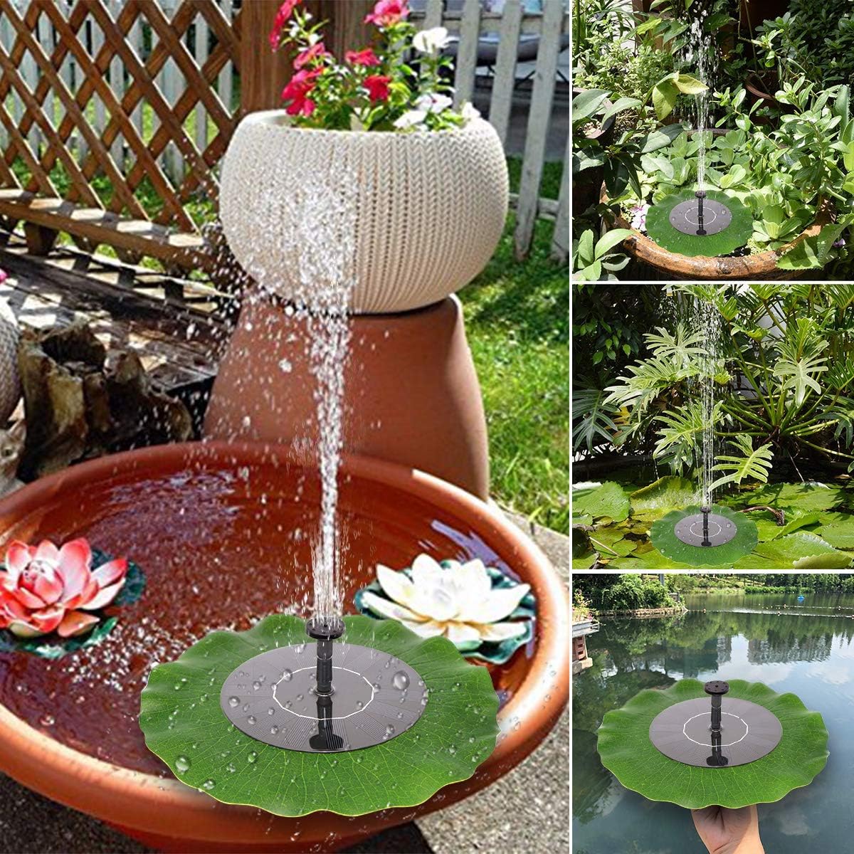 Yinuoday 2pcs Solar Fountain For Bird Bath Pond Garden Decoration With 4 Different Spray Pattern Heads Fountains Garden Decor