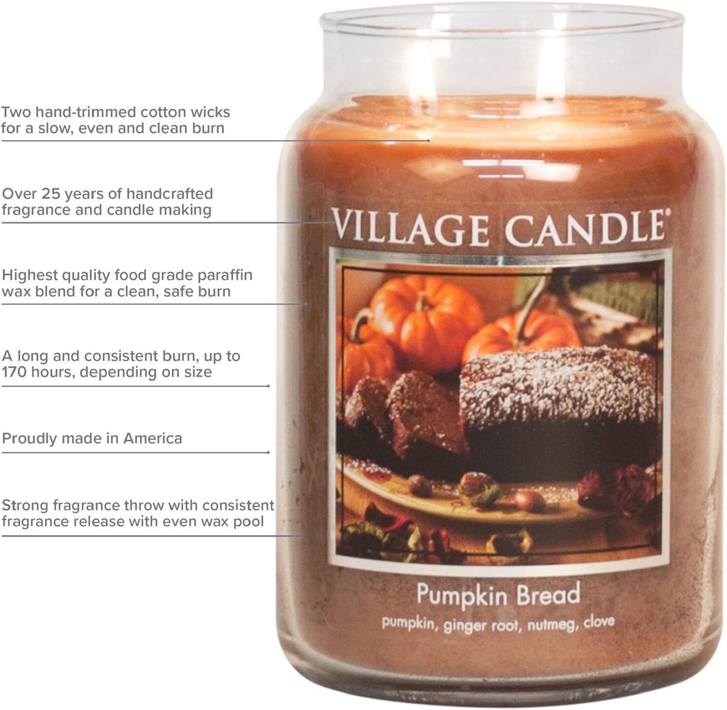 Village Candle Creamy Vanilla 26 oz Glass Jar Scented Candle, Large: Home & Kitchen