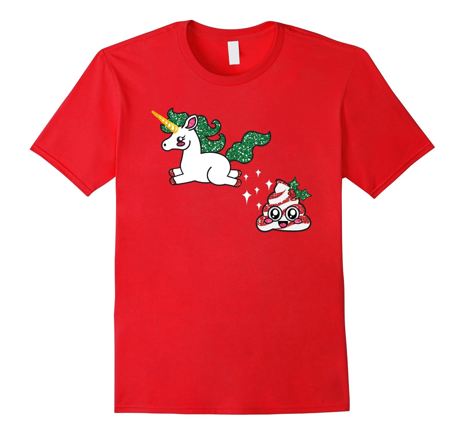 Funny Christmas Unicorn Poop Festive Xmas Girl Emoji Shirt-ANZ