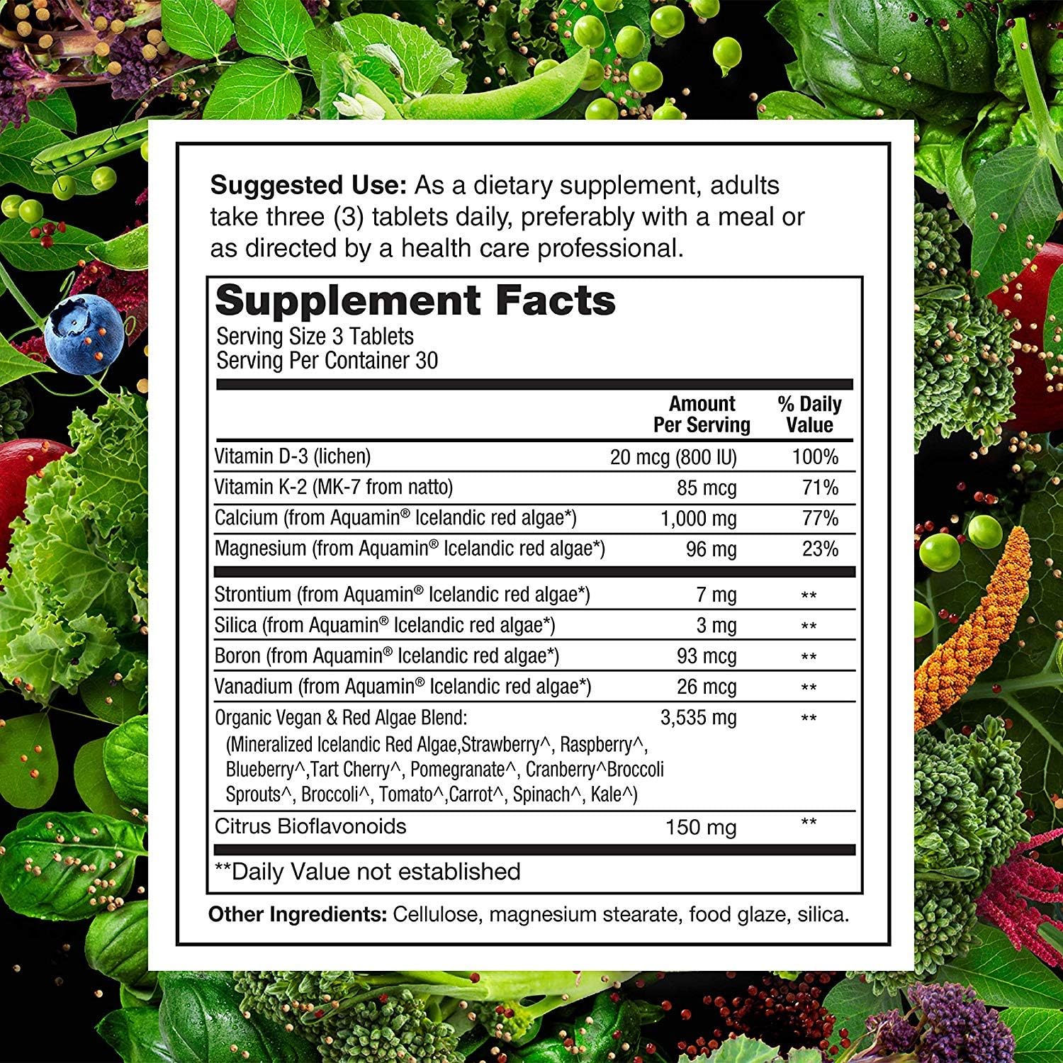 PlantFusion Calcium Vegan Vitamin 1,000 mg | Supports Bone Density and Strength with Mineralized Red Algae, Plant Based, Gluten and Soy Free, Dietary Supplement, 1 Month Supply, 90 Tablets: Health & Personal Care