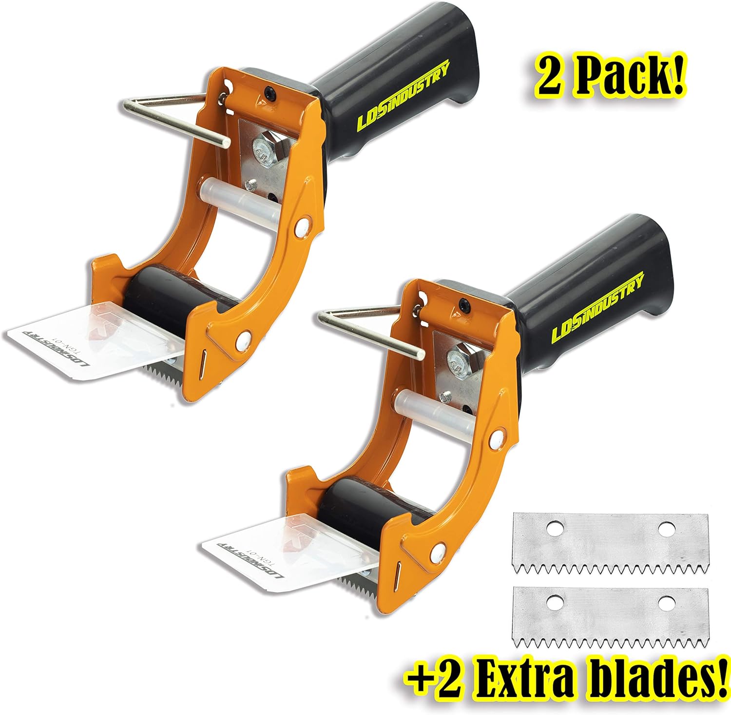 2 Pcs Rapid-replace Packing Tape Dispenser Guns with Extra Blade, 2 in (50mm) Lightweight Ergonomic Industrial Handheld Heavy Duty Tape Cutter for Carton, Packaging and Box Sealing, LDS Industry: Home Improvement