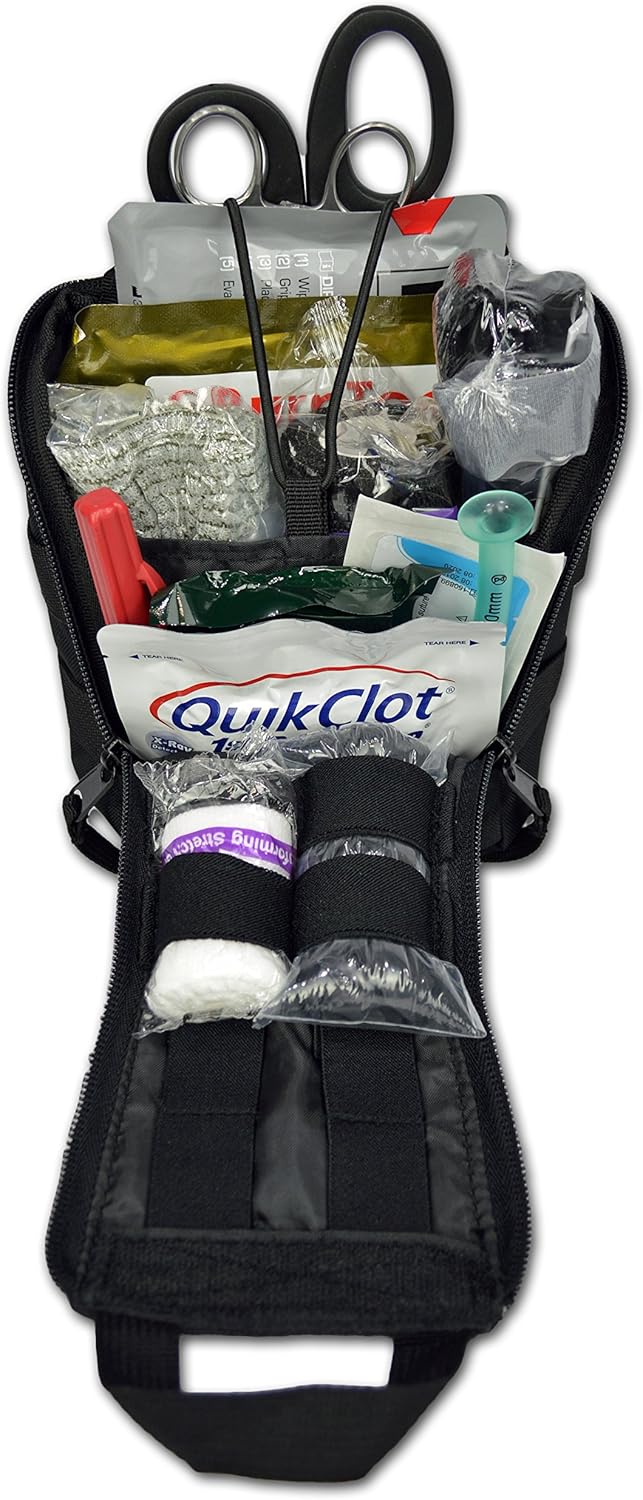 Lightning X Premium IFAK Gunshot Trauma & Bleeding MOLLE Kit w/Entry-Exit Wound Supplies - Black: Health & Personal Care