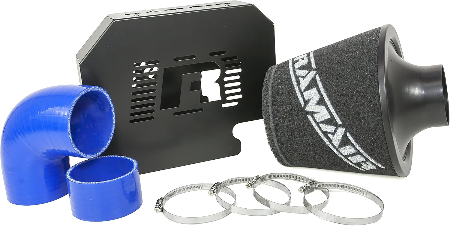 Ramair Filters SR-225-BL-ECU Performance Induction Kit with Ecu Relocation Bracket and Silicone Hoses, Blue