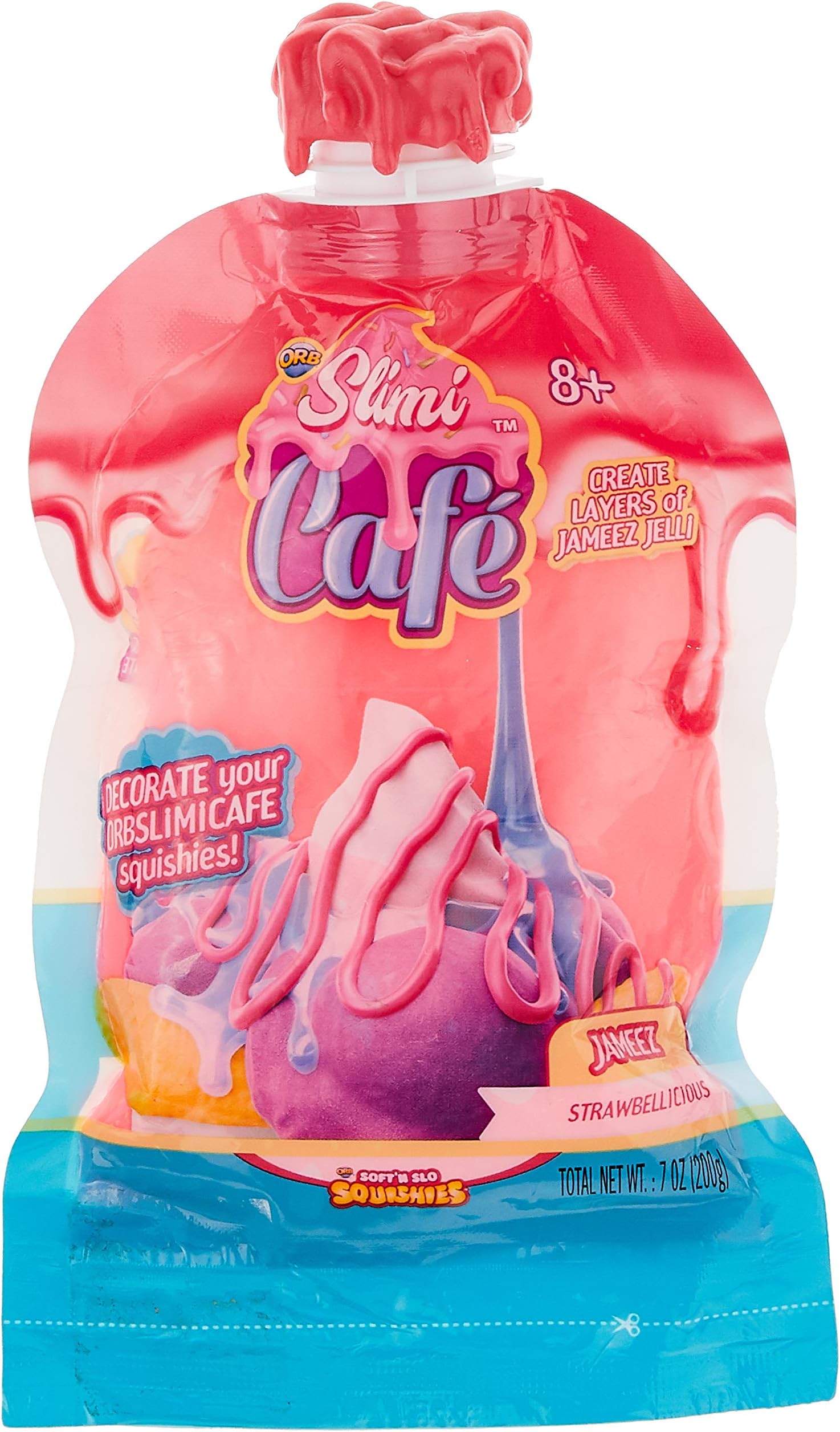 ORB 35780 Slimi Cafe Compound Jameez Strawbelllicious Accessory Pack with Strawberry Slimy as Jelly Cover for Decorating Crushed Pastries, Toy for Children from 8 Years Old Red