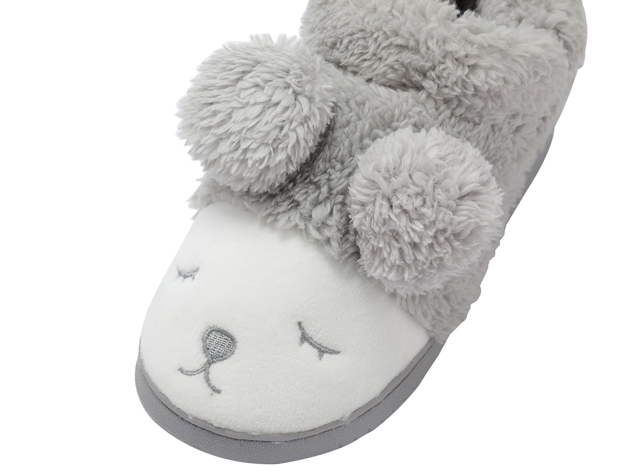 Women\'s Warm Plush Soft Sole Indoor Slipper Grey(High Top) 9-10.5 B(M) US