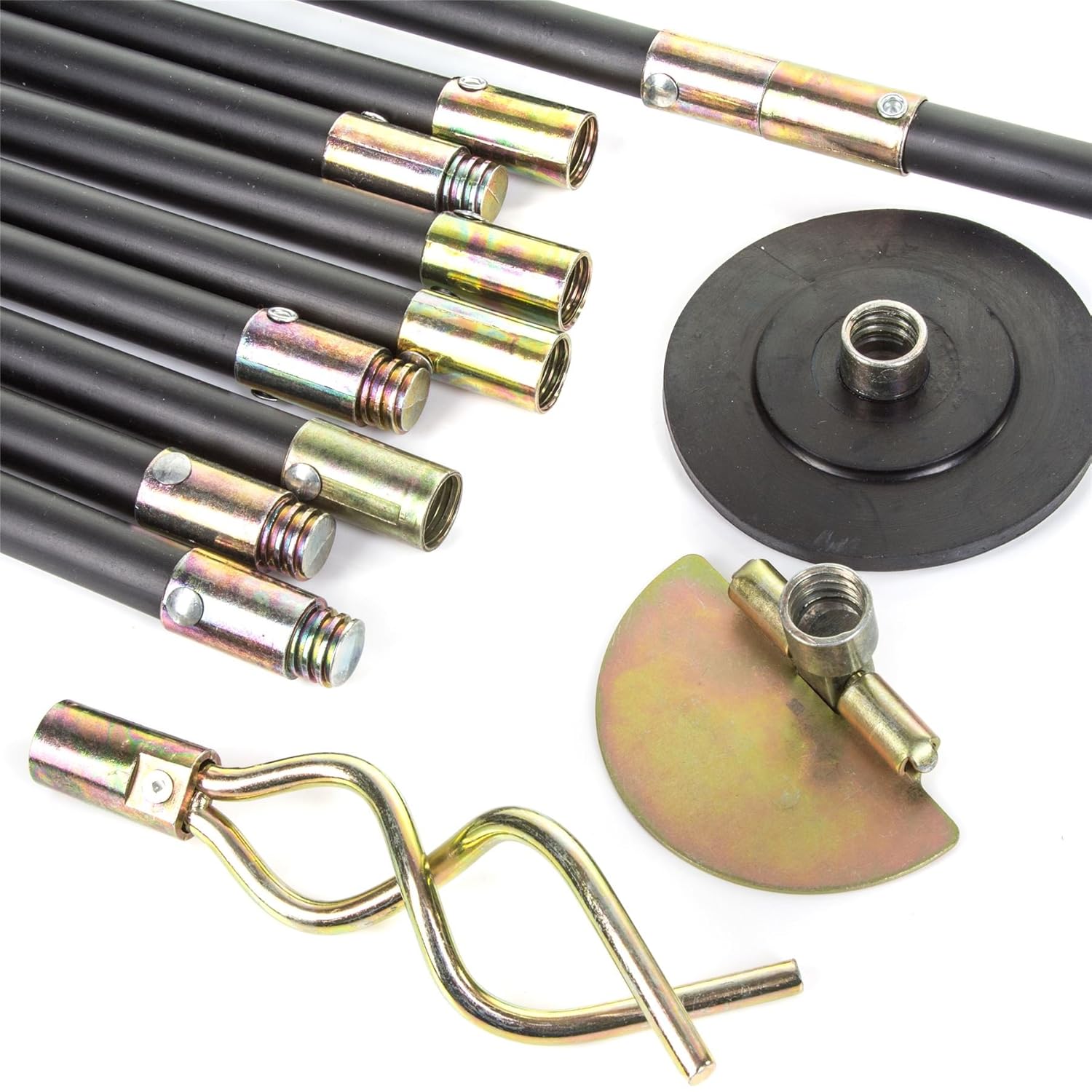 Large Drain Rod Attachment Set With Drop Scraper Gutter Unblocker