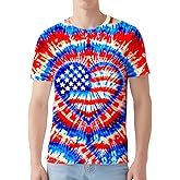 Poykopty Men's Tie Dye T Shirt Hipster Short Sleeve Tie-Dye Shirts for Men