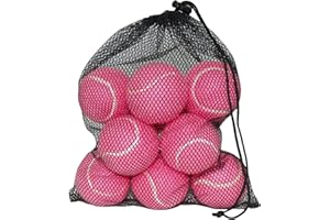 URBEST Tennis Ball 12 Packs Training Tennis Balls Practice Balls for Novice Player, Pet Dog Playing Balls with Mesh Carry Bag