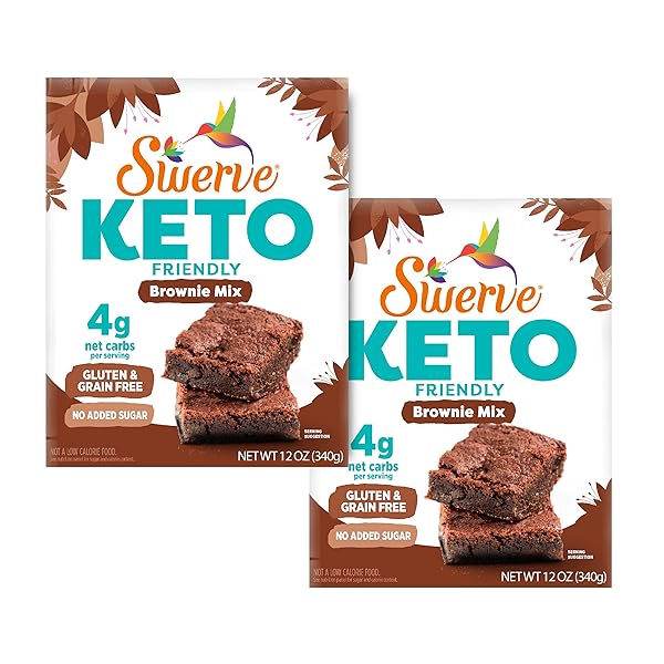 SWERVE SWEETS BROWNIE BAKING MIX – KETO DIET FRIENDLY, LOW CARB, GLUTEN FREE, EASY TO MAKE AND JUST 5G NET CARBS, 12 OZ (PACK OF 2)