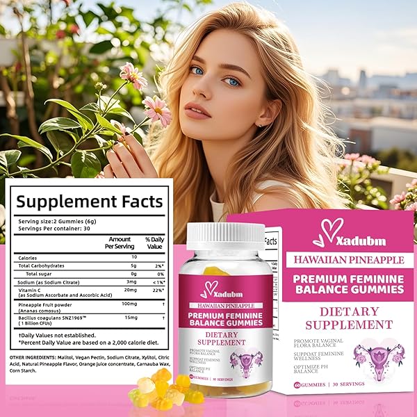 VITAL PREMIUM SOURCE FEMININE BALANCE PINEAPPLE GUMMIES,WOMEN’S BALANCE GUMMIES,GLUTEN-FREE&VEGAN