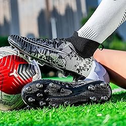 Mens Soccer Cleats High Top Football Shoes Spikes
