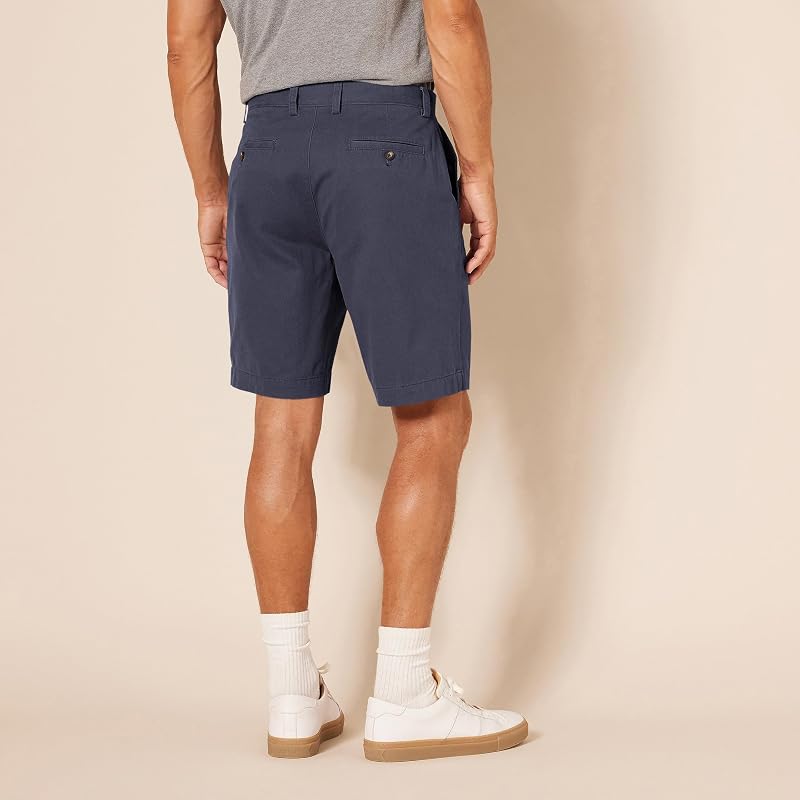 Pantaloncini Chino Vestibilità Aderente, 23cm Uomo, Blu Marino Scuro, 36W