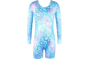 BAOHULU Gymnastics Leotards for Toddler Girls Long Sleeve Sparkle Stripes Tank Biketards Dance Unitards
