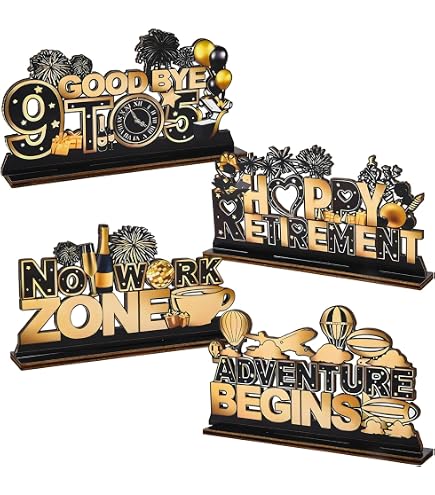 Lot De 8 Centres De Table En Nid D'abeille 'Let The Adventure Begin' - Décoration Dorée/noire Pailletée Pour Fête De Retraite, Anniversaire
