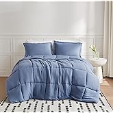 TRULY SOFT Garment Wash Solid Blue Full/Queen 3 Piece Comforter Set, Solid Color Themed, Oeko-TEX Certified Confidence