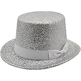 Top Hat for Men Women Derby Hats Satin Lined Party Dress Hats Black Topper Hat Christmas Costume Tophat