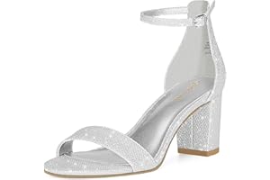 PIZZ ANNU Women's Open Toe Ankle Strap Low Block Chunky Heels Sandals Party Dress Pumps Shoes Strappy Buckle Sandals with 2.6" Tall Thick Heel Design