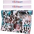 Tintnut Cow Print Permanent Vinyl Roll - 12 inch x 5ft, Brown Teal Adhesive Vinyl, Animal Print for Outdoor Decor