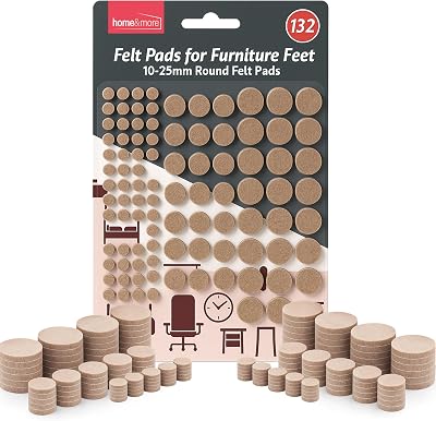 SOL 132pk Felt Pads Furniture Feet Round 10-25mm Self Adhesive 3mm Thick