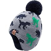 Duoyeree Kids Beanie Hat for Boys Girls Pom-pom Kint Hats Cozy Lining Winter Skull Cap