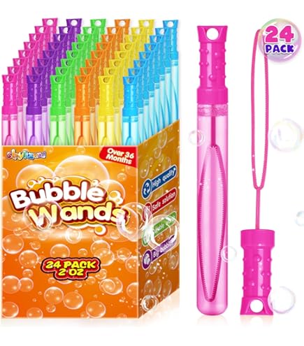 Juego De 24 Varitas De Burbujas Gigantes Para Niños Con Bandeja – Ideal Para Fiestas Al Aire Libre Y Verano Cuenco Burbujas Incluido