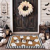 Tinideya 2 Pcs Halloween Door Mat Outdoor Layered Ghost Welcome Mat | Non Slip Welcome Mat with Rug, 23.6 x 36 Inch, Halloween Entryway Rug for Front Door Proch Outdoor Entryway Patio Home Decor