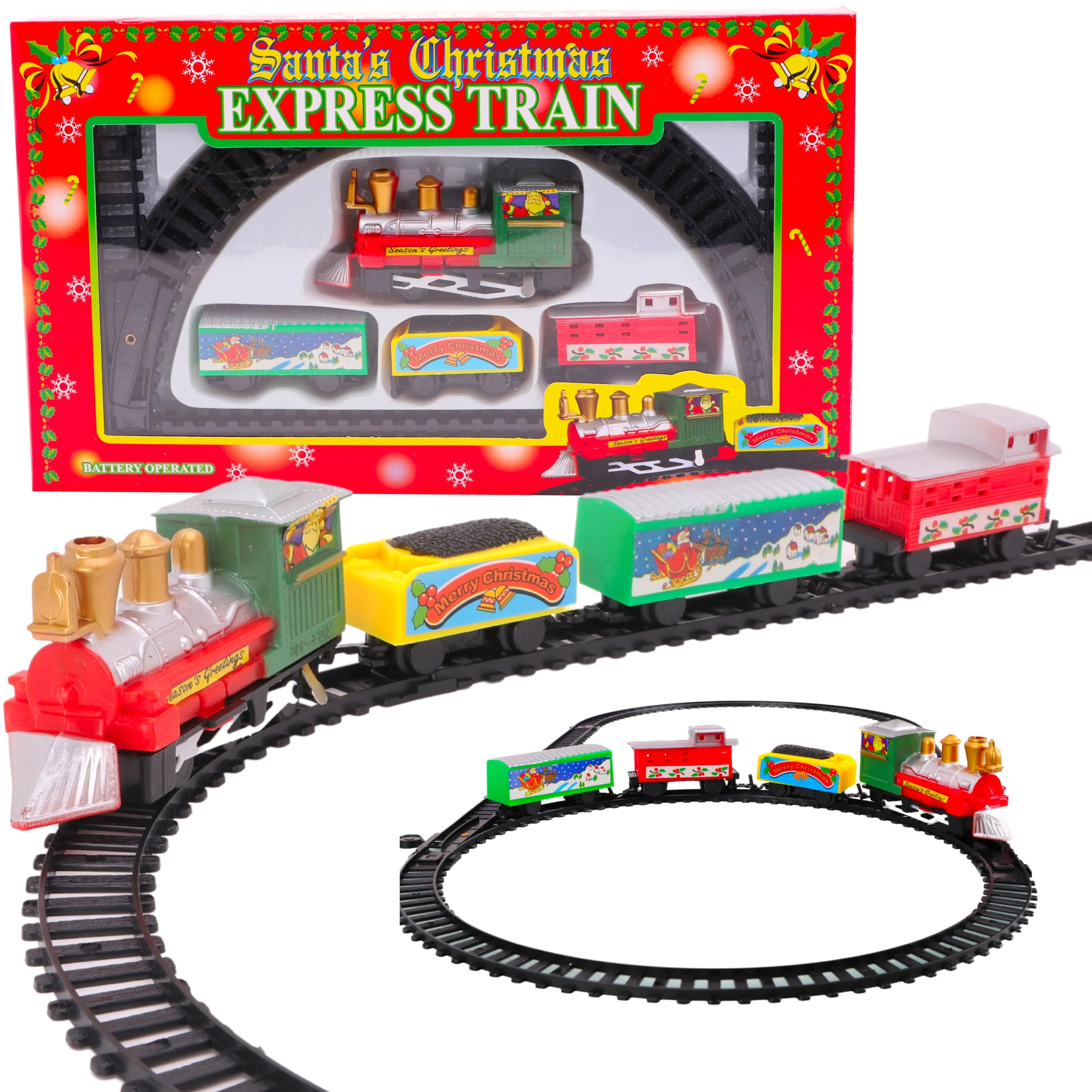 Toyland® 9 Piece Battery Operated Christmas Train Set - 57cm Track - Christmas Toys
