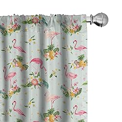 Lunarable Flamingo Curtains, Flamingo Bird Tropical