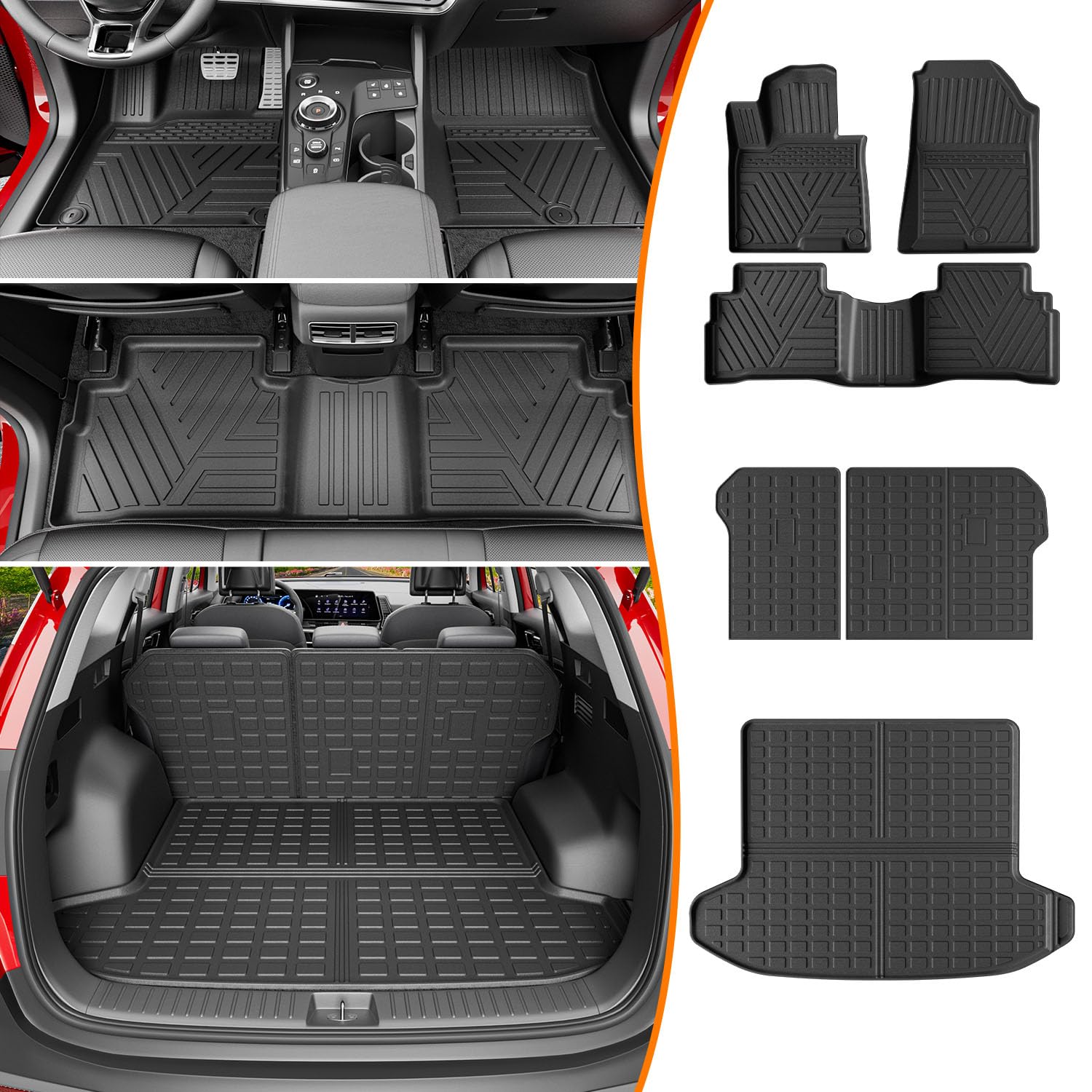 Photo 1 of powoq Fuel Floor Mat Compatible with 2023-2026 Kia Sportage Trunk Mat TPE Floor Liner Cargo Mat Cargo Liner Replacement for 2023-2026 Kia Sportage Accessories (Trunk Mat+Backrest Mat+Floor Mat)