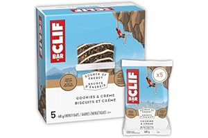 CLIF BAR Energy Bars, Cookies & Creme, Granola Bar, High in Protein, Contains 70% Organic Ingredients, 340 g (Pack of 5)