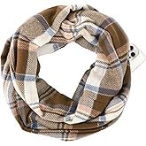 GERINLY Leopard Pocket Scarf for Women Warm Travel Zip Infinity Scarf for Winter