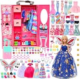 Miunana 101 pcs Wardrobe Closet Doll Clothes Accessories Set 11.5 Inch
