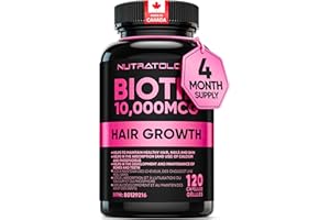 Biotin 10000MCG Hair Vitamins For Hair Growth Women | Canadian-Made | Promotes Healthy Skin & Nail Growth - Supports Muscle F