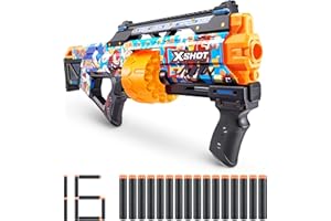 XSHOT X-Shot Skins Last Stand Blaster - Modern Sonic Skin by ZURU Sonic The Hedgehog Design with 16 Darts, Slam Fire Action, Air Pocket Dart Technology, Toy Foam Blaster for Kids, Teens and Adults