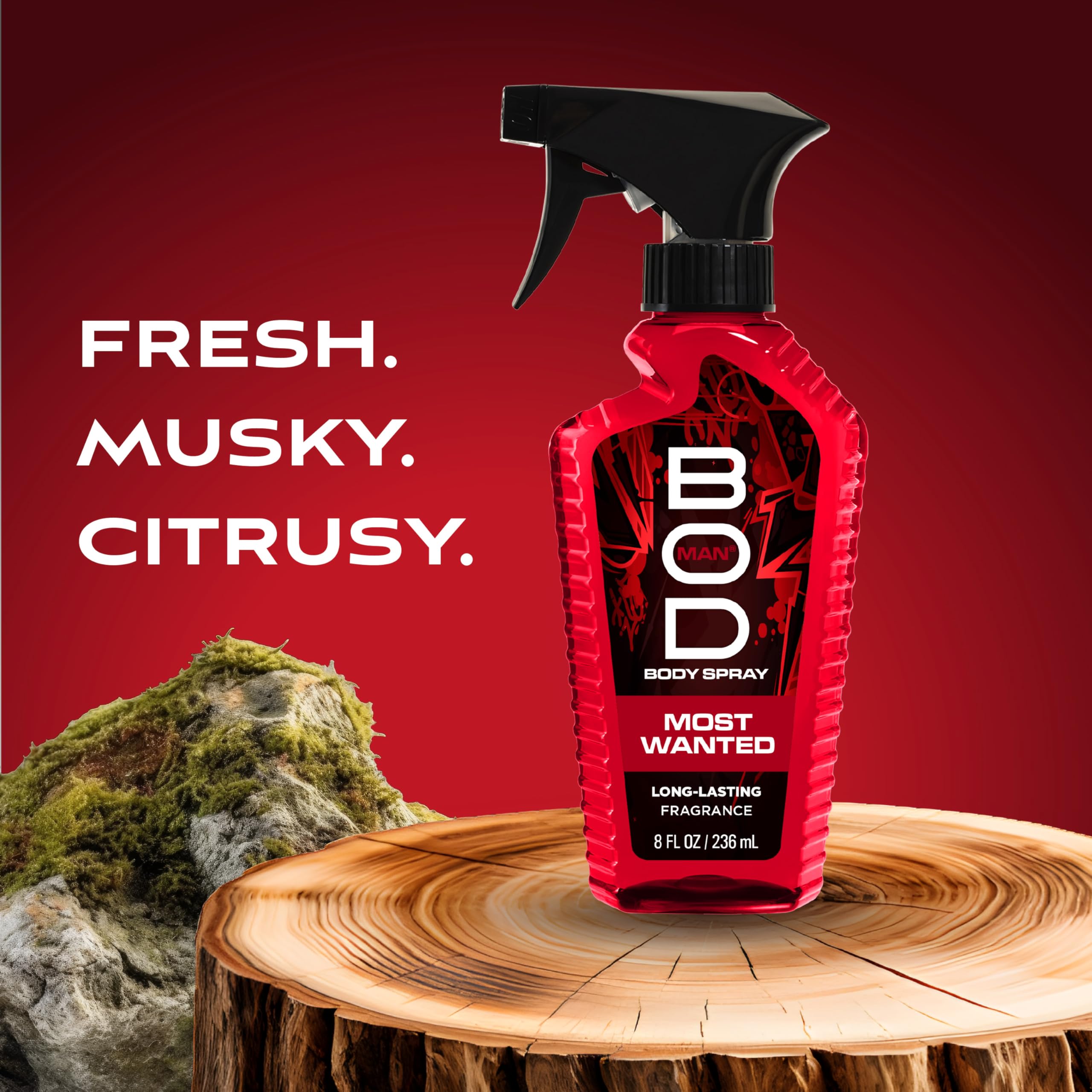 BOD man Fragrance Body Spray, Most Wanted, 8 fl oz
