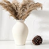 LUKA Ceramic Rustic Farmhouse Vase, 9.2 inch Whitewashed Terracotta Vase, Pottery Decorative Vases,Clay Decorative Vases for Home Decor, Table, Living Room, Shelf, Mantel Decoration(Off-White)