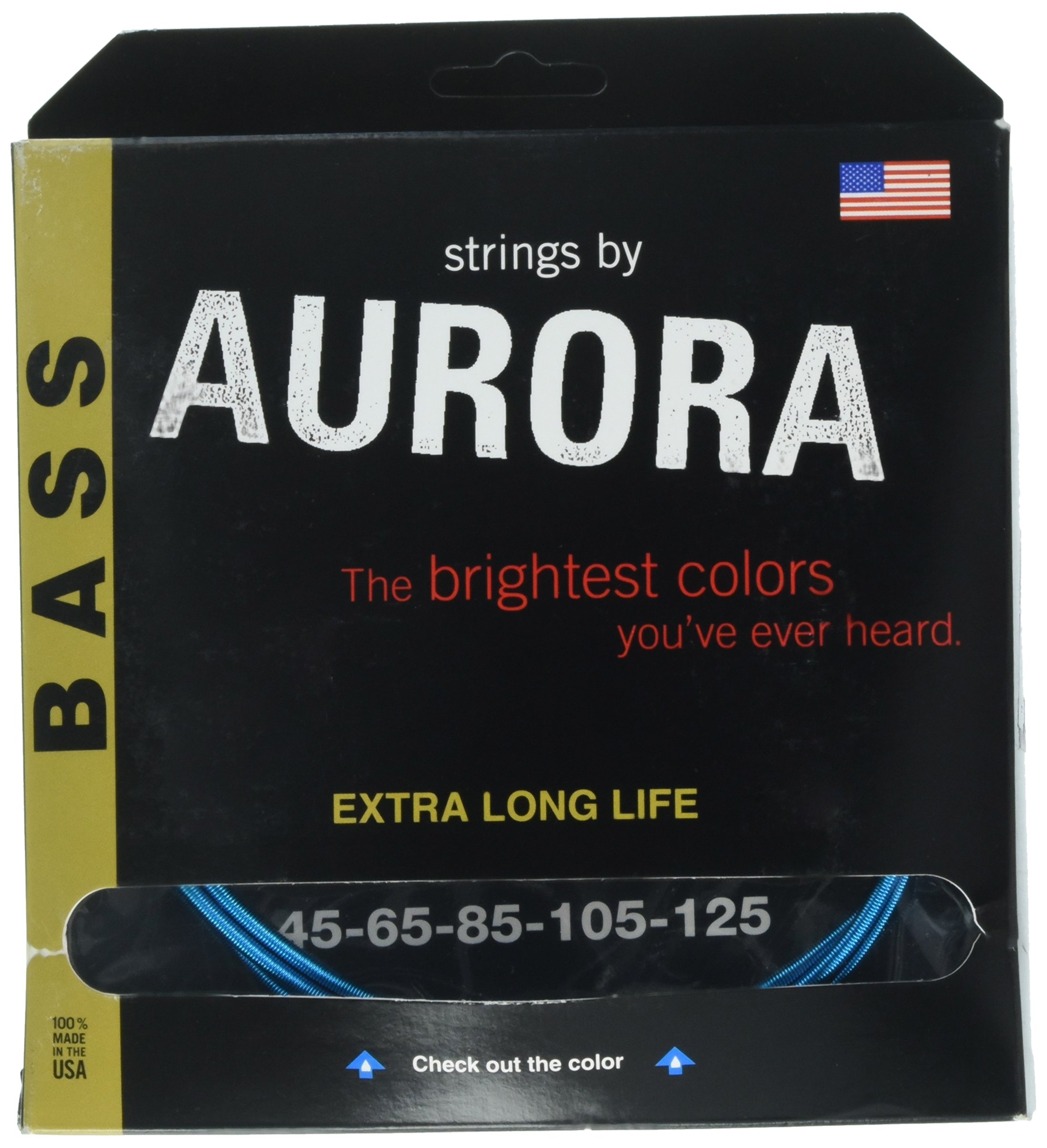 Aurora Premium Coloured Bass Guitar Strings, Aqua, 45-125