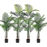 Jexine 4 Pack Artificial Palm Trees 4Ft 5Ft, Fake Plants Fake Trees Artificial Areca Palm Plants for Outdoor Indoor Faux Tree in Pot for Pool Home Office Housewarming Gift Modern Decoration