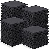 60 Pieces Slate Drink Coasters, GOH DODD 4 Inch Black Coasters Stone Coaster Set, Laser Engraving Blanks with Anti-Scratch Bottom for Home Office Bar Outdoor Housewarming Gifts Wedding Party, Square