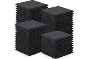 60 Pieces Slate Drink Coasters, GOH DODD 4 Inch Black Coasters Stone Coaster Set, Laser Engraving Blanks with Anti-Scratch Bo