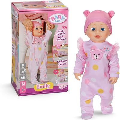 BABY born Emily Walk with Me Walking Doll 43 cm with Sound