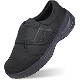 FZJBOR Diabetic Shoes for Men and Women,Adjustable Extra Wide Slip-on Walking Shoes with Arch Support Cushioning Therapeutic for Swollen,Orthopedic Foot Pain Relief, Neuropathy(Black)