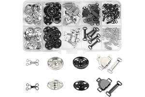 AROKIMI Sew-on Snap Press Button,Sewing Hook and Eye Closure for Skirt, Dress, Bra,Clothes Craft