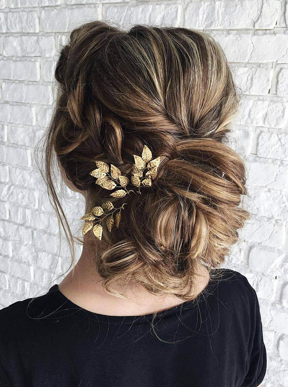 Anglacesmade Bridal Wedding Leaf Hair Pins Gold Hair Pins Leaves Bobby Pins Bridesmaids Hairpiece Wedding Hair Accessories Prom Festival Boho Hair Jewelry for Women and Bride